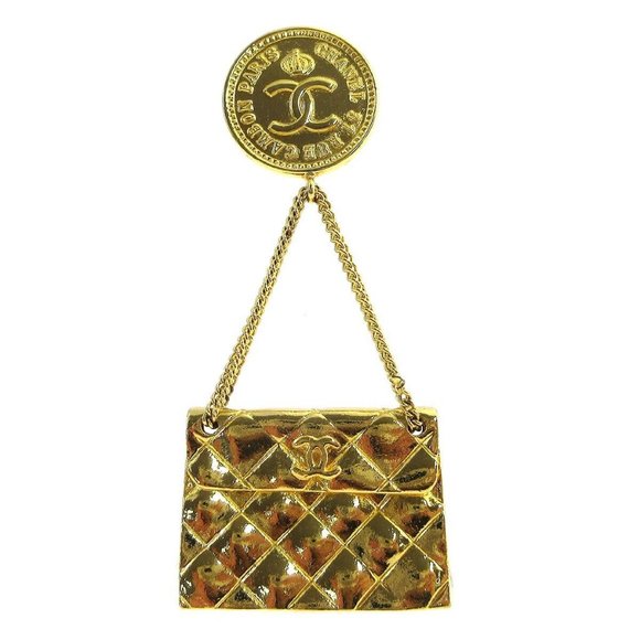Authenticity Guaranteed CHANEL CC Quilted Bag Motif Brooch Pin Corsage - Picture 1 of 4